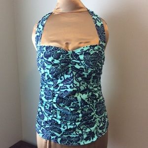 Hawaiian Ivy Ruched Halter Tankini Top